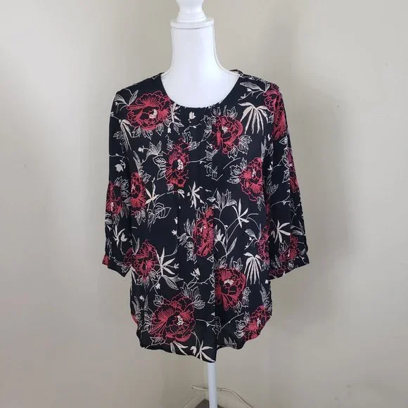 Deby Debo Saphir Floral Print Blouse Black Size Small - Picture 13 of 13